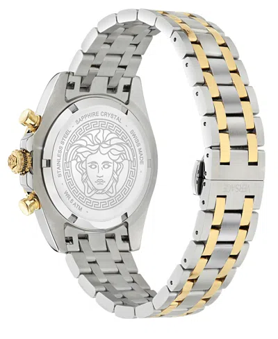 Versace Men's Swiss Chronograph Fornax Two-tone Bracelet Watch 43mm In Gold