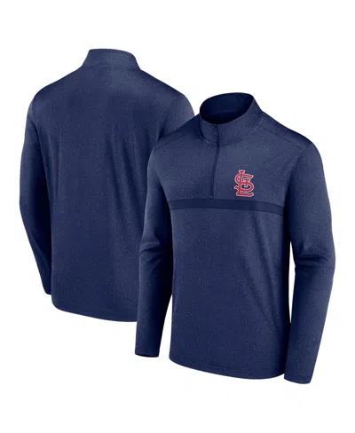 Fanatics Men'sâ Heather Navy St. Louis Cardinals Head-to-head Quarter-zip Pullover Hoodie In Blue