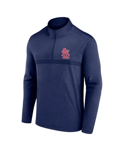 Fanatics Men'sâ Heather Navy St. Louis Cardinals Head-to-head Quarter-zip Pullover Hoodie In Blue