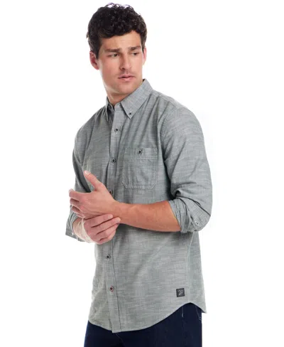 Weatherproof Vintage Men's Winter Chambray Solid Shirt In Gray