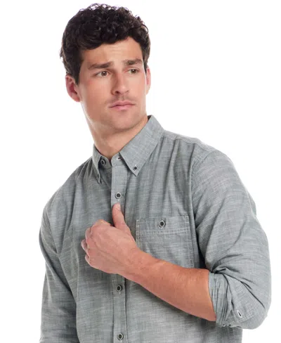 Weatherproof Vintage Men's Winter Chambray Solid Shirt In Gray