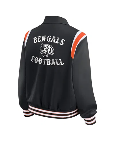 Wear By Erin Andrews Black Cincinnati Bengals Varsity Lightweight Full-snap Jacket In Black