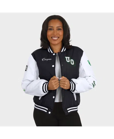 Wear By Erin Andrews Black Oregon Ducks Varsity Puffer Jacket In Black