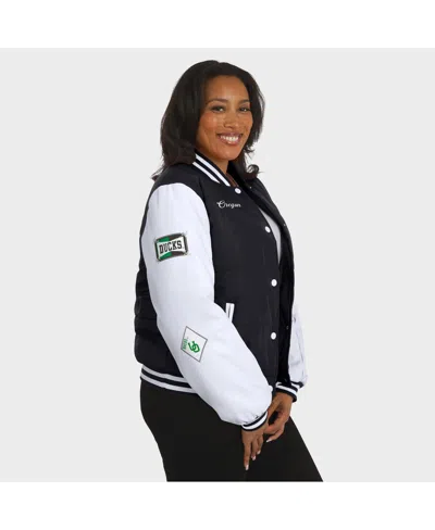 Wear By Erin Andrews Black Oregon Ducks Varsity Puffer Jacket In Black