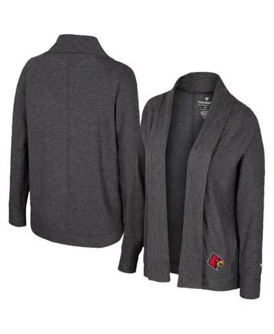 Colosseum Women's Charcoal Wisconsin Badgersâ Dash Cardigan In Gray