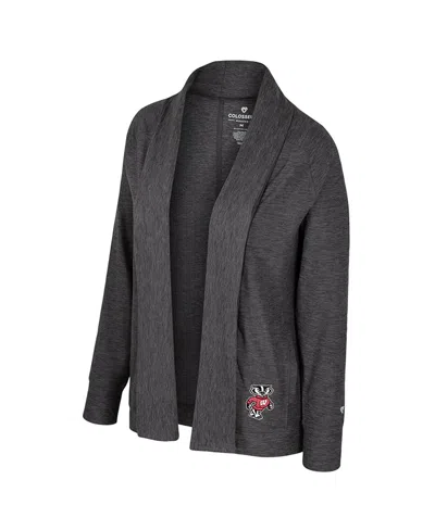 Colosseum Women's Charcoal Wisconsin Badgersâ Dash Cardigan In Gray