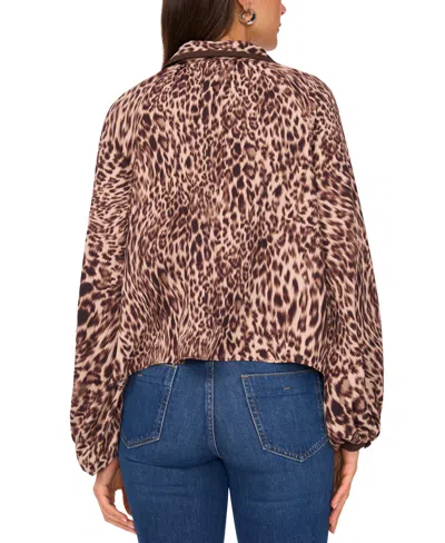 Vince Camuto Leopard Print Button-up Shirt In Brown