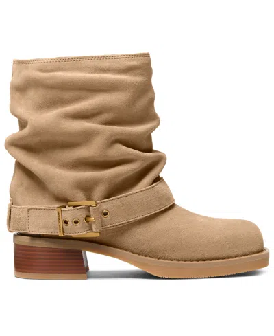 Michael Kors Pleated Flat Boots In Animal Print