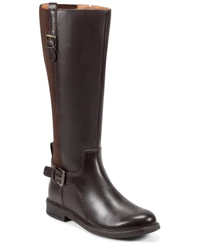 Easy Spirit Jema Womens Zipper Leather Knee-high Boots In Burgundy