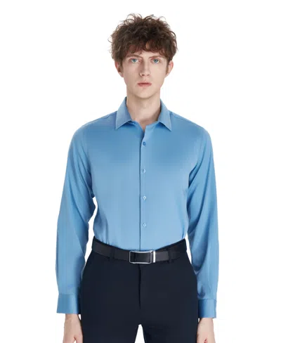 Bar Iii Men's Sateen Solid Dress Shirt, Macy's Exclusive In Blue