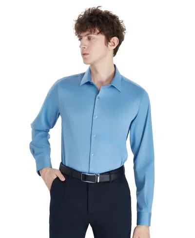 Bar Iii Men's Sateen Solid Dress Shirt, Macy's Exclusive In Blue