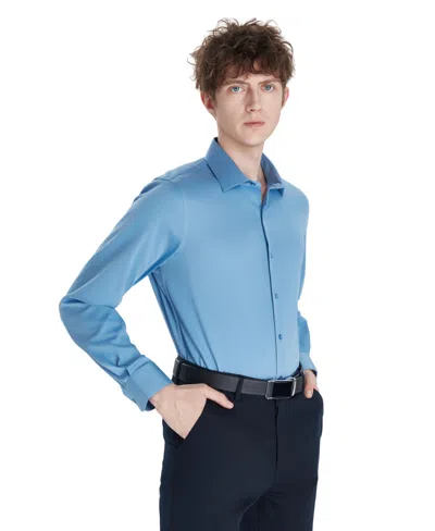 Bar Iii Men's Sateen Solid Dress Shirt, Macy's Exclusive In Blue