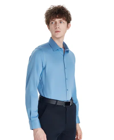 Bar Iii Men's Sateen Solid Dress Shirt, Macy's Exclusive In Blue