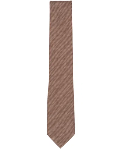 Alfani Men's Dune Herringbone-pattern Tie, Macy's Exclusive In Brown