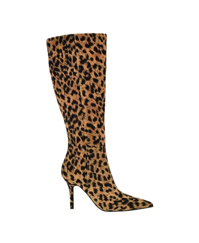 Guess Gressa Knee High Pointed Toe Boot In Brown