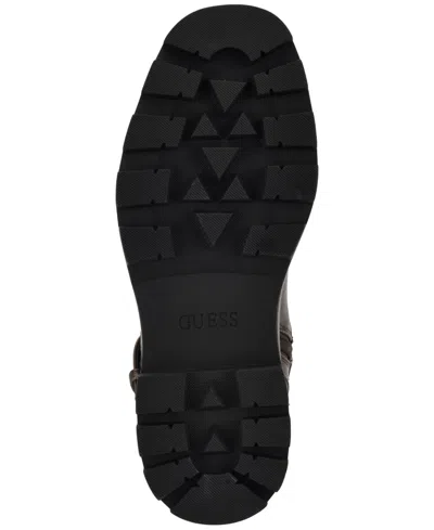 Guess Women's Lynnie Wide Calf Tall Buckle Moto Lug Boots In Brown