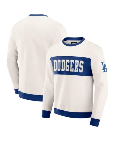 Fanatics Darius Rucker Collection By  Men's Cream Los Angeles Dodgers Color Block Crewneck Sweatshirt In White
