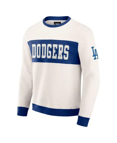 Fanatics Darius Rucker Collection By  Men's Cream Los Angeles Dodgers Color Block Crewneck Sweatshirt In White