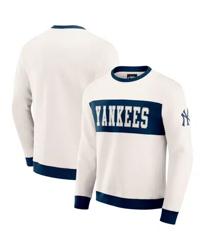 Fanatics Darius Rucker Collection By  Men's Cream New York Yankees Color Block Crewneck Sweatshirt In White