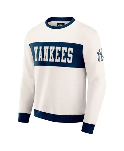 Fanatics Darius Rucker Collection By  Men's Cream New York Yankees Color Block Crewneck Sweatshirt In White