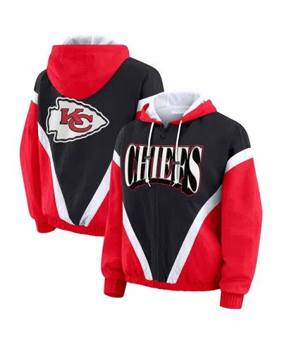 Wear By Erin Andrews Women's Red/black Kansas City Chiefs Plus Size Retro Crinkle Full-zip Windbreaker Jacket In Red