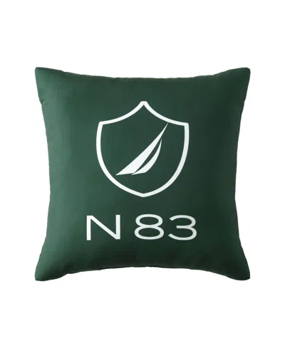 Nautica N83 Boat Printed Square Decorative Pillow, 18" X 18" In Green