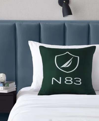 Nautica N83 Boat Printed Square Decorative Pillow, 18" X 18" In Green