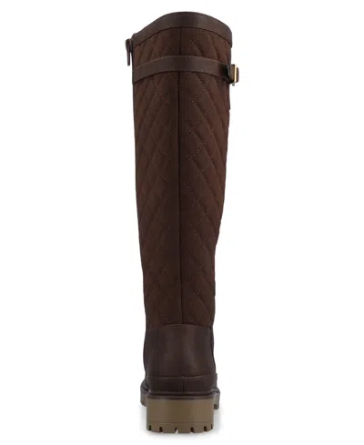 Journee Collection Journee Women's Zemmie Knee High Wide-calf Casual Quilted Boots In Brown