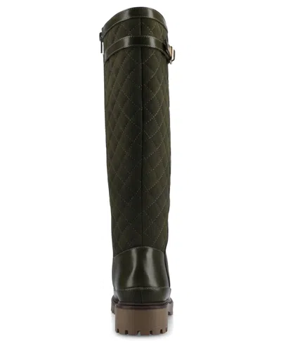 Journee Collection Womens Zemmie Lug Sole Regular Wide Calf Knee High Boots In Green