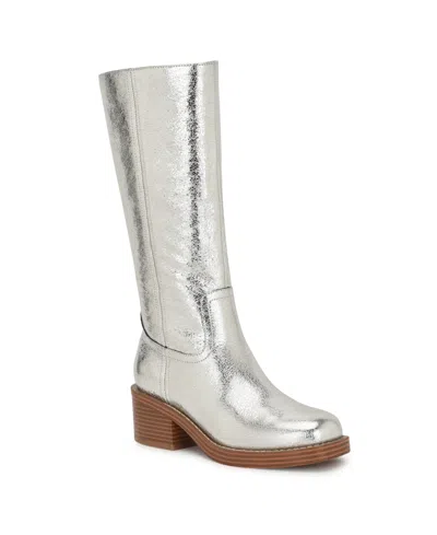 Nine West Broklyn Block Heel Boot In Silver