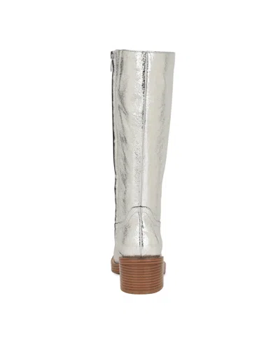 Nine West Broklyn Block Heel Boot In Silver