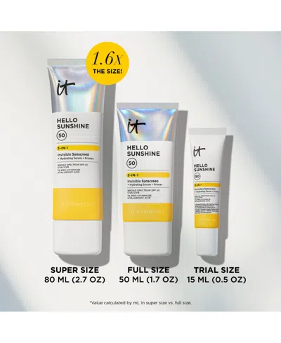 It Cosmetics Hello Sunshine Invisible Face Sunscreen Spf 50- Travel Size In Transparent