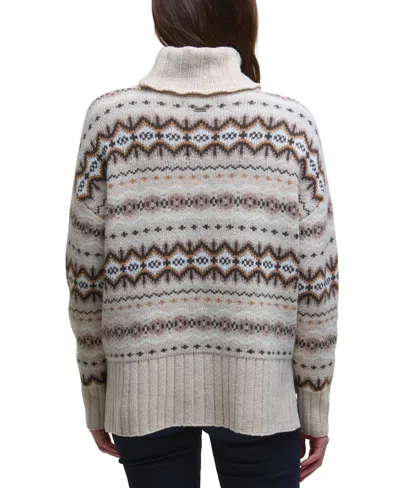 Barbour Helen Fair Isle Wool Blend Turtleneck Tunic Sweater In Brown