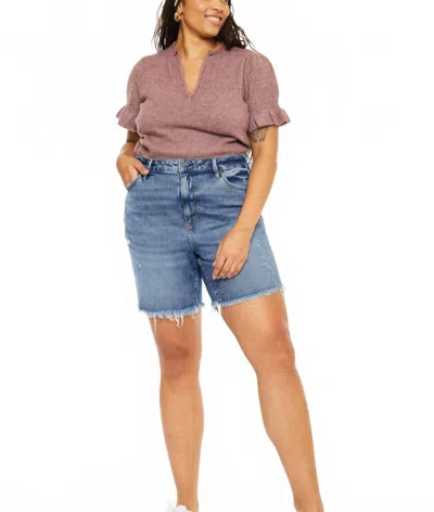 Kancan Lisa Bermuda - Plus In Medium Stone Wash In Pink