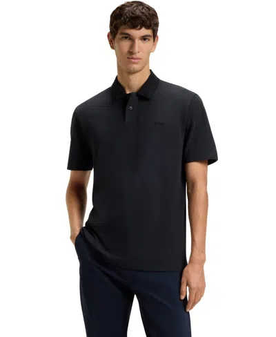 Hugo Boss Black Polo Shirt With Tone-on-tone Logo On The Front In Cotton Man In Black