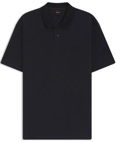 Hugo Boss Black Polo Shirt With Tone-on-tone Logo On The Front In Cotton Man In Black