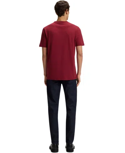 Hugo Boss Embroidered-logo Pyjama T-shirt In A Cotton Blend In Red