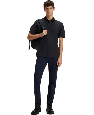 Hugo Boss Black Polo Shirt With Tone-on-tone Logo On The Front In Cotton Man In Black