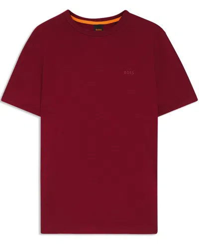 Hugo Boss Embroidered-logo Pyjama T-shirt In A Cotton Blend In Red