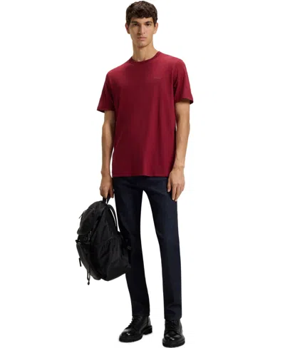 Hugo Boss Embroidered-logo Pyjama T-shirt In A Cotton Blend In Red