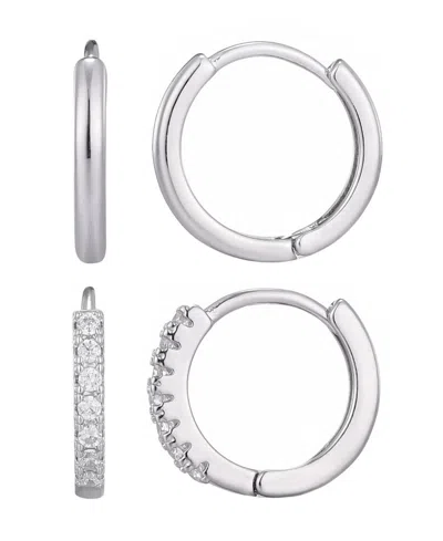 Adornia Set Of 2 Assorted Huggie Hoop Earrings In Metallic