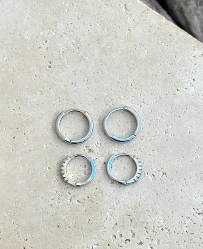 Adornia Set Of 2 Assorted Huggie Hoop Earrings In Metallic