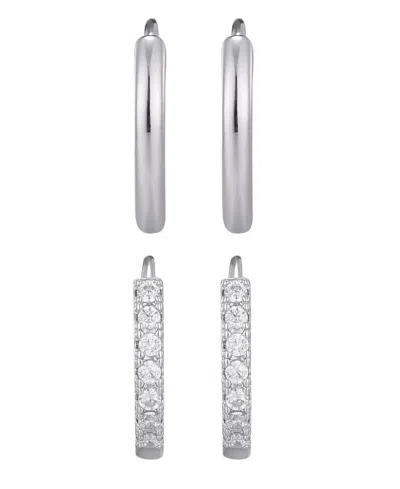 Adornia Set Of 2 Assorted Huggie Hoop Earrings In Metallic