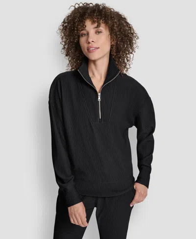 Dkny Tech Ottoman Half Zip Sweatshirt In Black