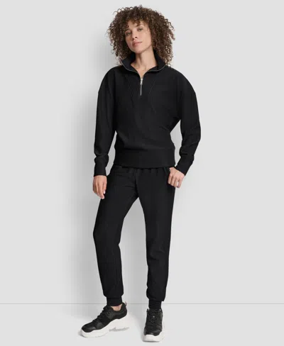 Dkny Tech Ottoman Half Zip Sweatshirt In Black