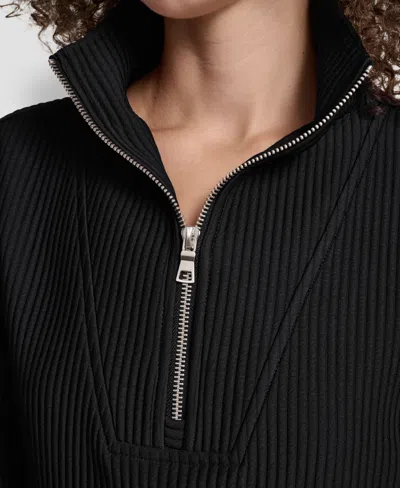 Dkny Tech Ottoman Half Zip Sweatshirt In Black