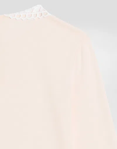 Dolce & Gabbana Lace-collar Long-sleeve T-shirt In Pink