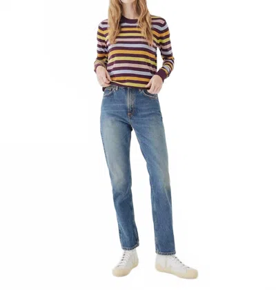 Pact Classic Fine Knit Crew Sweater In Aspen Stripe In Multi
