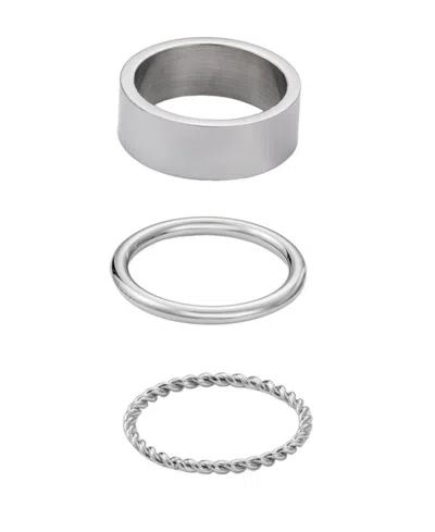 Adornia Set Of 3 Tarnish Resistant Assorted Stacking Rings In Metallic