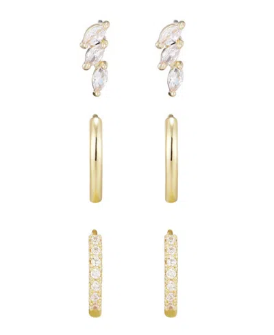 Adornia Set Of 3 Assorted Hoops And Stud Earrings In Gold